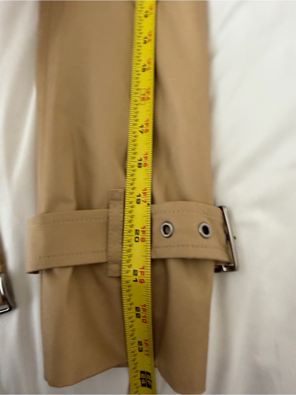 Coach Beige Double-Breasted Belted Trench Coat - Picture 8 of 15